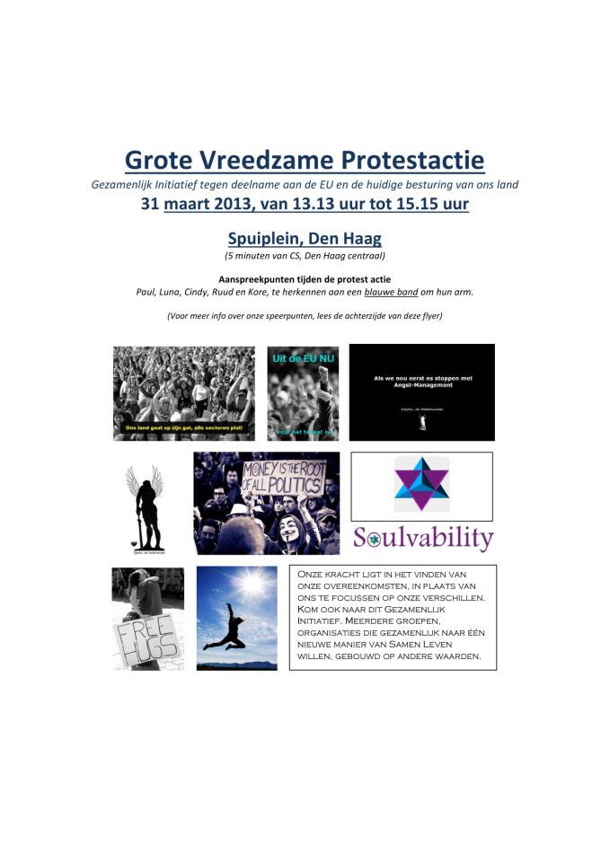 Zondag 31 Maart: Vreedzame Demonstratie in Den Haag